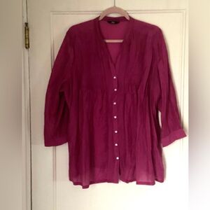 Marks & Spencer India- Magenta Cool Cotton Pleated Blouse, size 22.